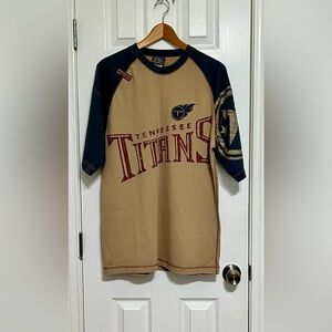 No Huddle Tennessee Titans Beige &‎ Blue Graphic T-Shirt Size Large Vintage